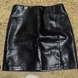 Black Faux Leather Skirt